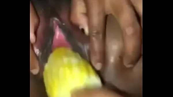Watch ebony girl gets her pussy stretch with a corn top Movies