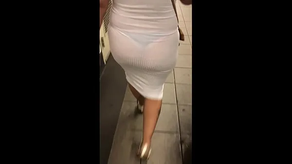 شاهد Wife in see through white dress walking around for everyone to see أفضل الأفلام