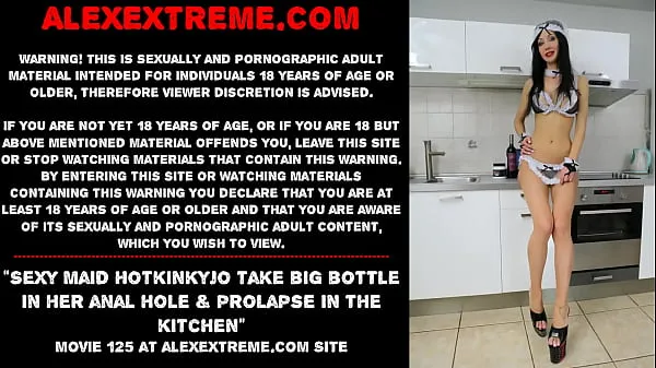 Watch Sexy maid Hotkinkyjo take big bottle in her anal hole & prolapse in the kitchen top Movies
